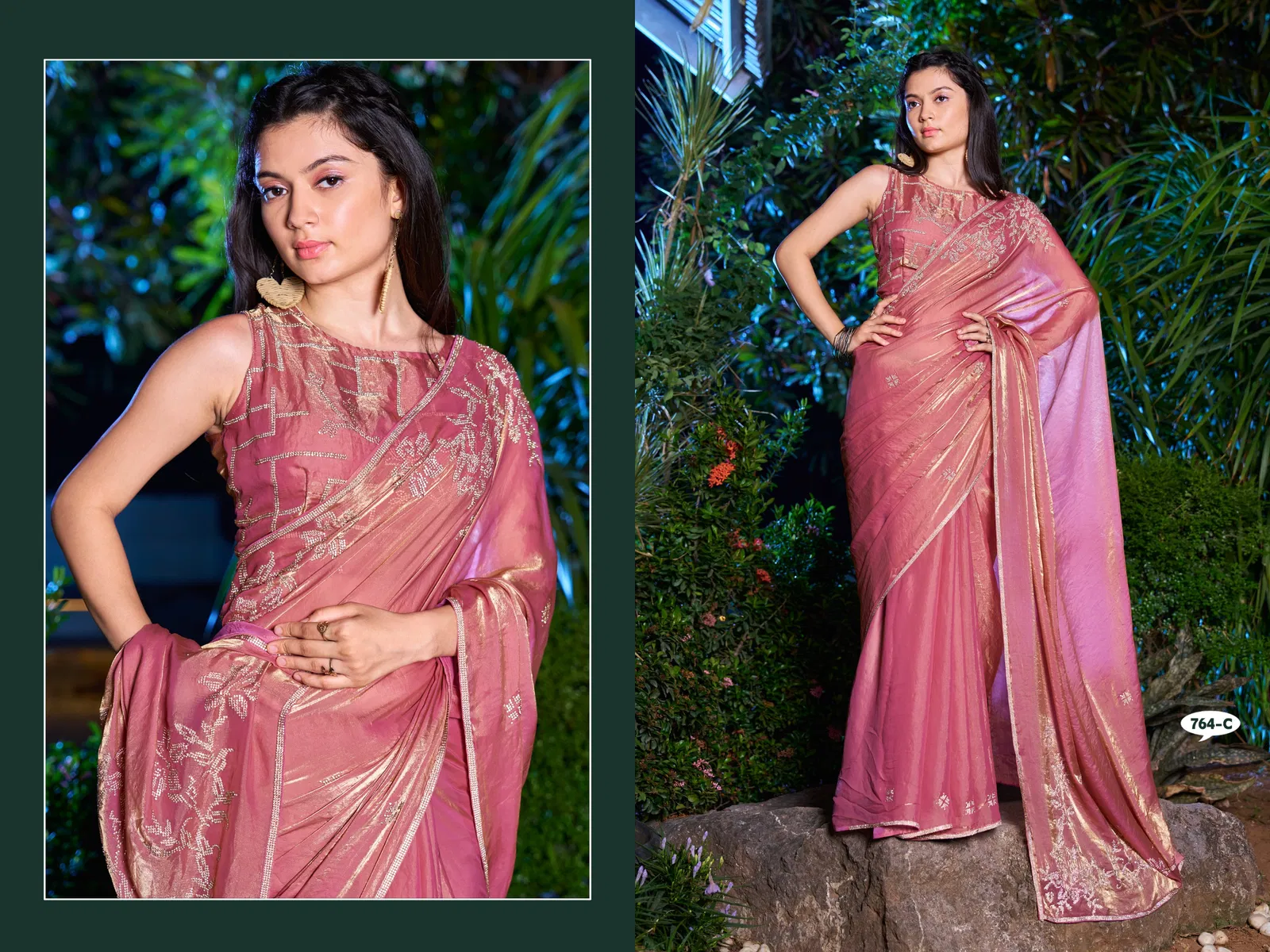 Mehek 764 A To D Satin Silk Party Wear Sarees Suppliers In India